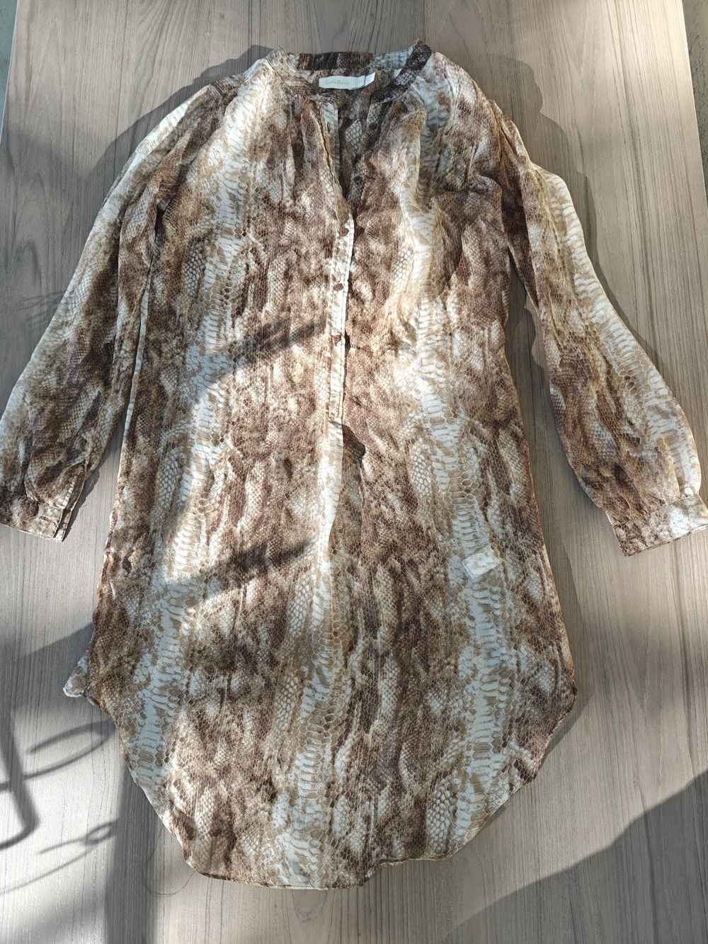 Costa Blanca Brown & Cream Snake-Print Tunic Blouse